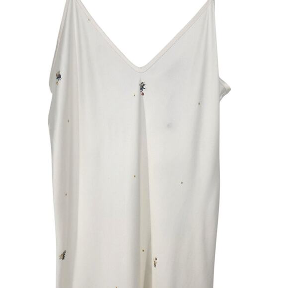 Anaphe Premium Silk White Slip Dress Delicate Embroidered Details Size Small - Picture 2 of 7